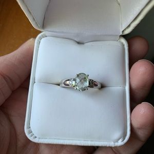 14K White Gold Green Amethyst Ring